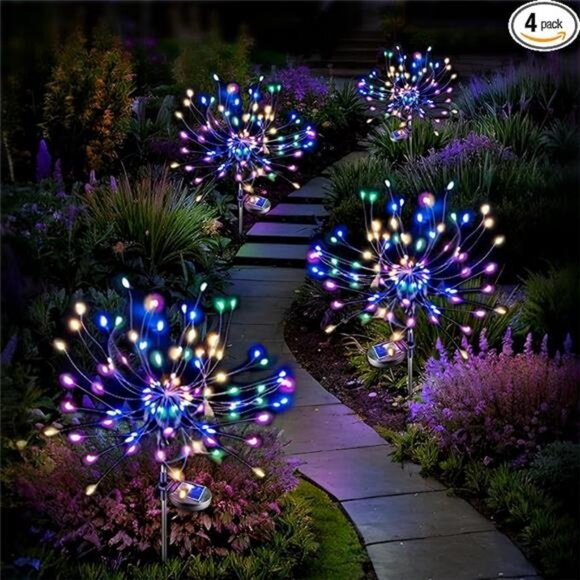 Solar Fireworks Lights Garden Waterproof 4 Pack, Solar Fairy String Lights - Picture 7 of 7